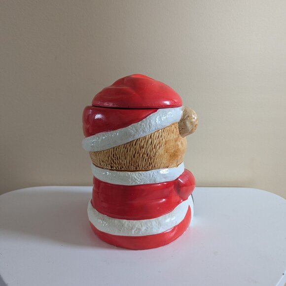 CHRISTMAS SANTA TEDDY BEAR VINTAGE COOKIE JAR - Picture 4 of 6